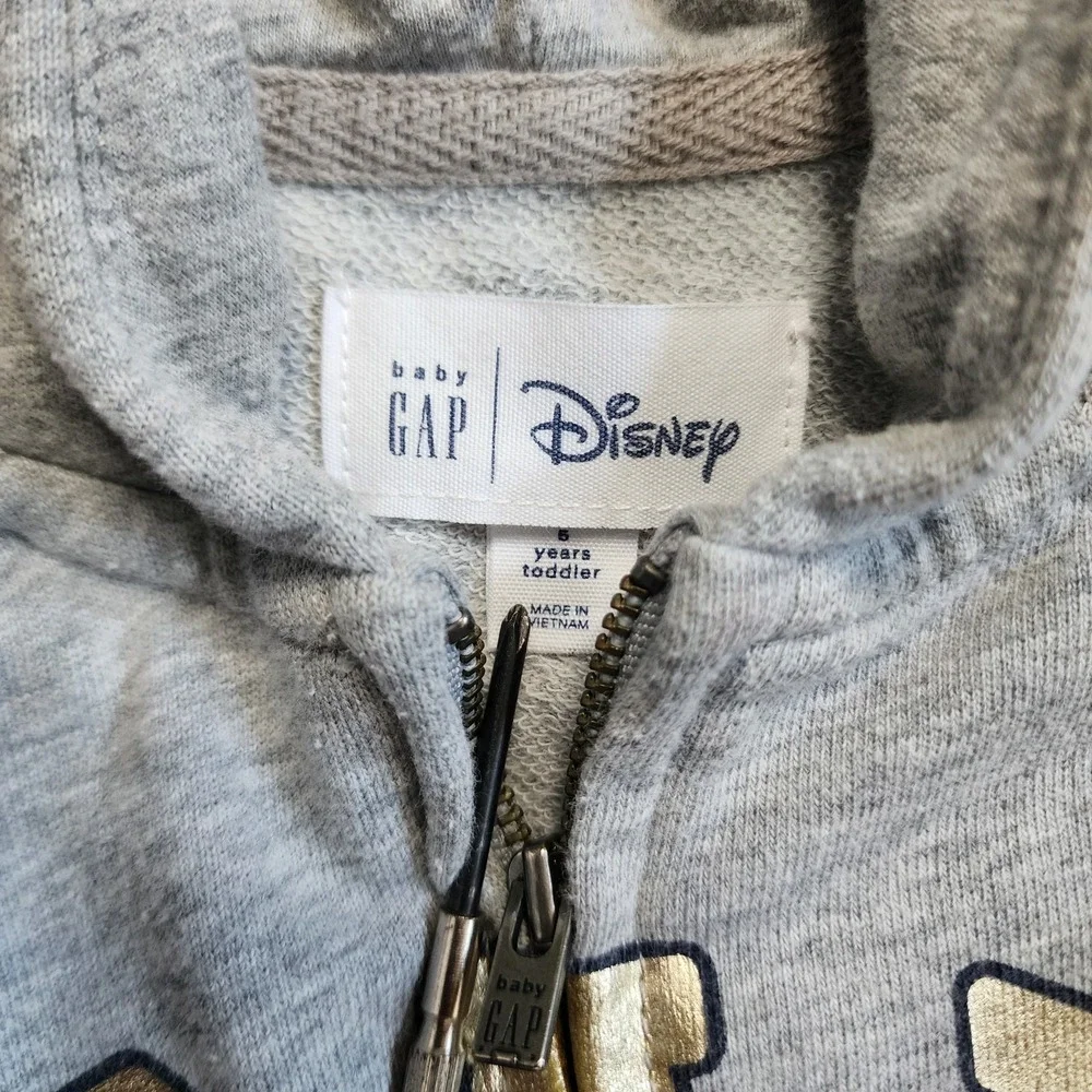 Baby Gap Disney Mickey Minnie Print Sleeve Kid‎ Sz 8 Zip Up Hoodie